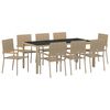 vidaXL Hage Spisegruppe 9 stk. Beige polyrotting