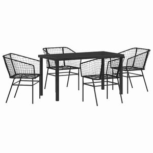 vidaXL Hage Spisegruppe 5 stk. Svart polyrotting