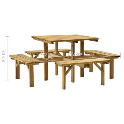 vidaXL Piknikbord med 4 sider 172x172x73 cm impregnert furu