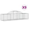 vidaXL Gabionkurver buede 9 stk 200x50x40/60 cm galvanisert jern