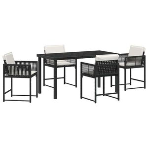 vidaXL Hage Spisegruppe 5 stk. Svart polyrotting
