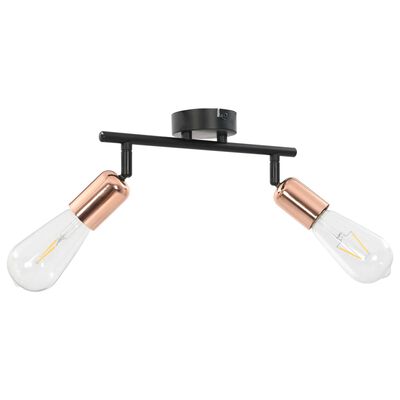 vidaXL Spotlys 2-veis med glødelamper 2 W svart og kobber E27