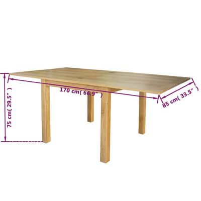vidaXL Uttrekkbart bord eik 170x85x75 cm