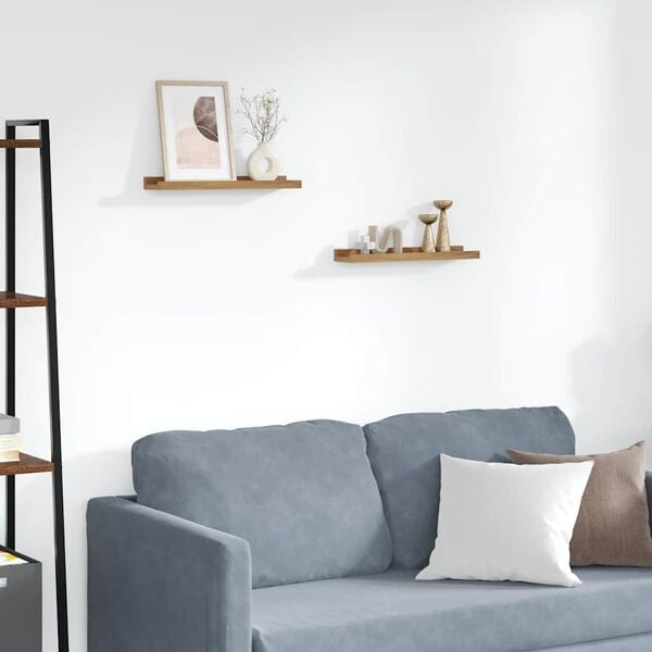 vidaXL Vegghylle med hylle 2 pcs Brun 40 x 9 x 3 cm Konstruert tre