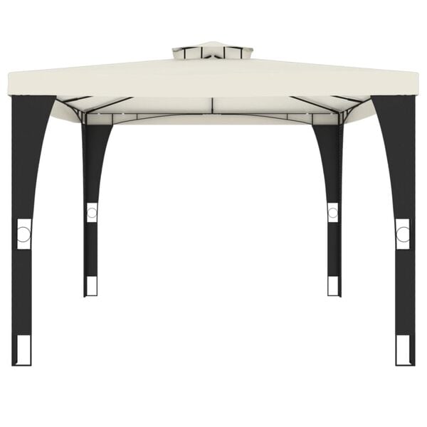 vidaXL Paviljong med dobbelttak kremhvit 3,98x2,98 m stål
