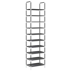 vidaXL Skostativ 10-lags svart 44x28x180 cm ikke-vevd stoff