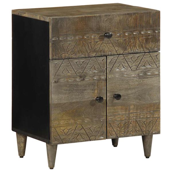 vidaXL Nattbord lysegr&aring; 50x33x60 cm heltre mango