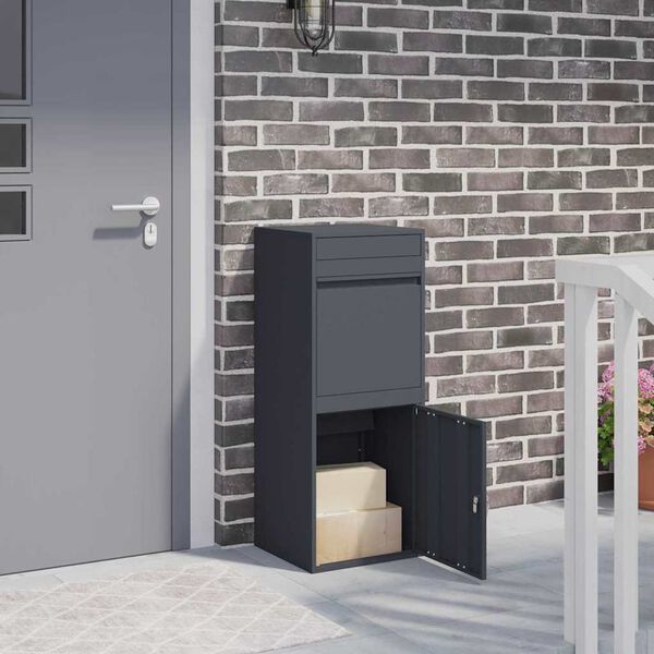 vidaXL Pakkeinnkast med lagring Antrasitt 41 x 38 x 103 cm St&aring;l