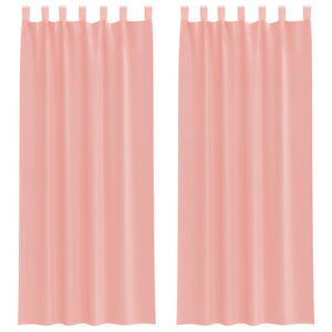 vidaXL Voile gardiner med stanglommer 2 stk rosa