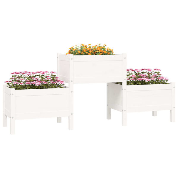 vidaXL Plantekasse hvit 178,5x44x75 cm heltre furu