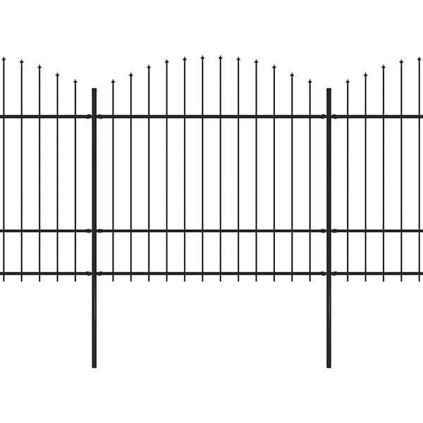 vidaXL Hagegjerde med spydtopp st&aring;l 1781,5x175 cm svart