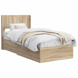 vidaXL Sengramme med oppbevaring og hodegavl Sonoma eik 90 x 190 cm
