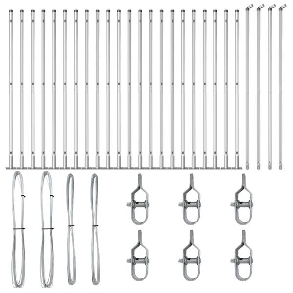vidaXL Gjerdepåle Annet 26 pcs Grå 3,2 x 3,2 x 83,5 cm Stål