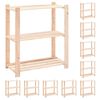 vidaXL Lagringshyller 3 etasjer 10stk 80x38x90cm heltre furu 150kg