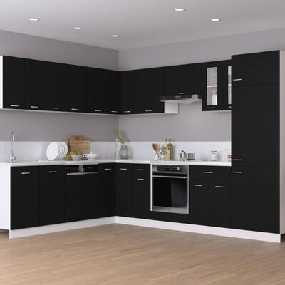 vidaXL Skap for kjøkkenskap svart 60x57x207 cm sponplate