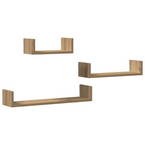 vidaXL Vegghyller 3 stk artisan eik konstruert tre