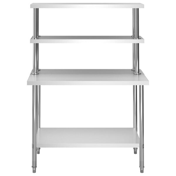 vidaXL Arbeidsbord for kj&oslash;kken overhylle 120x60x150 cm rustfritt st&aring;l