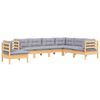 vidaXL Hagesofagruppe med gr&aring; puter 7 deler heltre furu