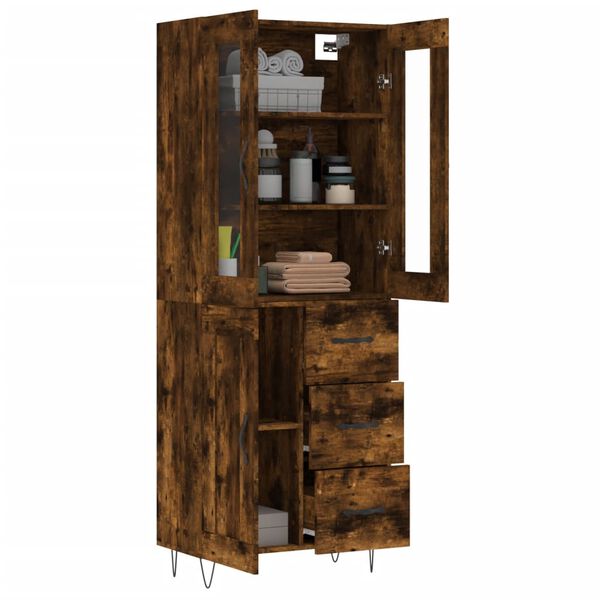vidaXL Highboard r&oslash;kt eik 69,5x34x180 cm konstruert tre