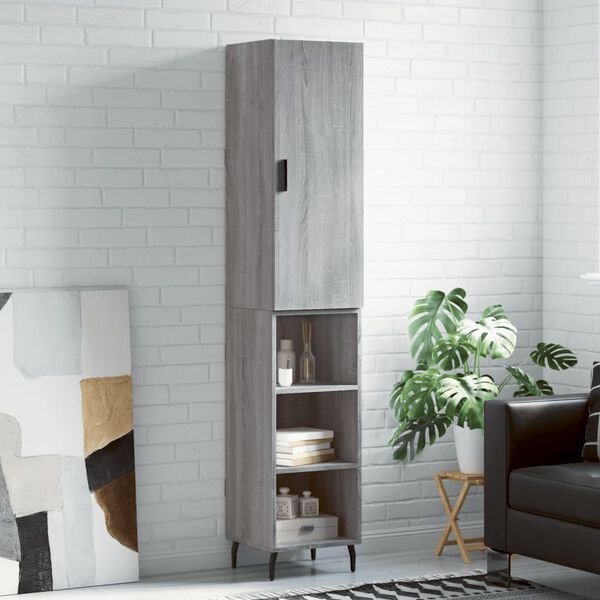 vidaXL Highboard gr&aring; sonoma 34,5x34x180 cm konstruert tre