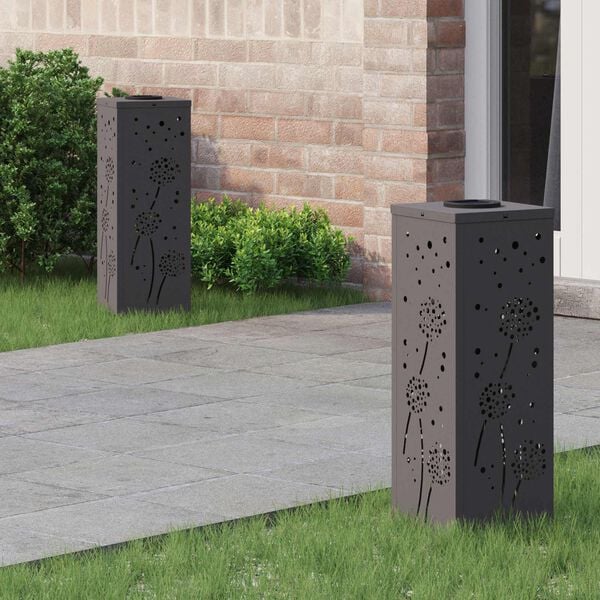 vidaXL Solenergi LED stibelys 2 pcs Svart Kaldvalset st&aring;l