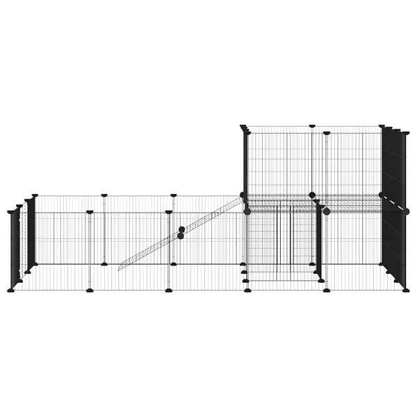 vidaXL Dyrebur 36 paneler med d&oslash;r svart 35x35 cm st&aring;l