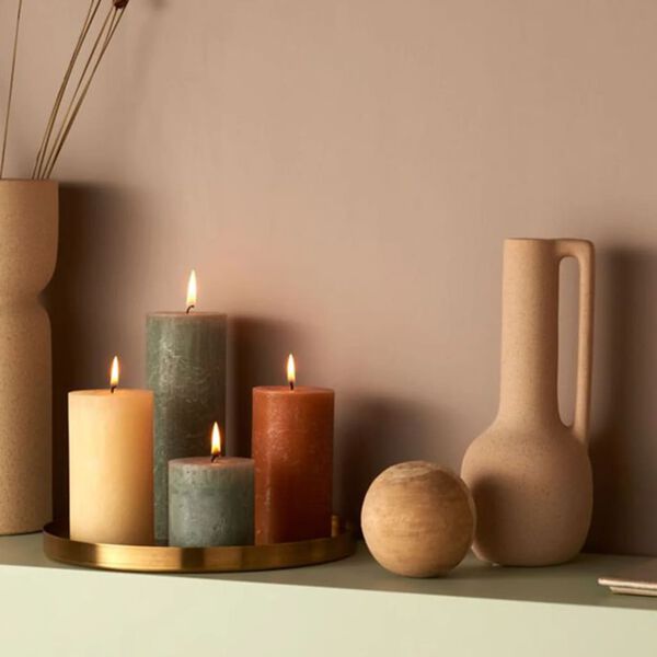 Bolsius Rustikke s&oslash;ylelys Shine 4 stk 190x68 mm fersk oliven