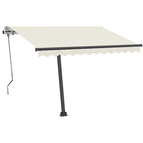 vidaXL Frittstående manuell uttrekkbar markise 350x250 cm kremhvit