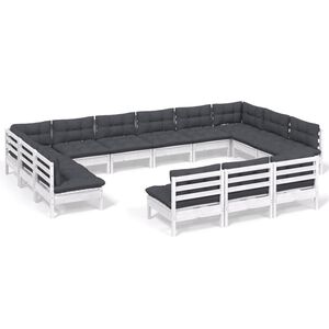 vidaXL Hagesofagruppe med puter 13 deler heltre furu