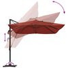 vidaXL Kipp Roma Parasol med lås Rød og svart 352 x 251 x 265 cm
