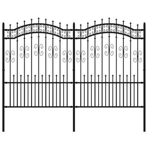 vidaXL Hagegjerde med spydtopp svart 240x150 cm pulverlakkert stål