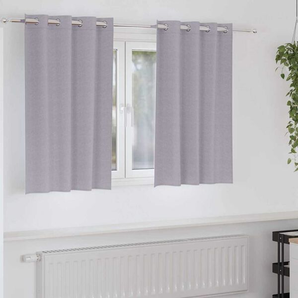 vidaXL M&oslash;rkleggende Gardiner med Ringer 2 pcs Metall Gr&aring; 140 x 140 cm