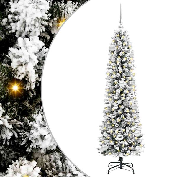 vidaXL Kunstig juletre med 150 LED Hvit 150 cm PVC og Metall og Plast