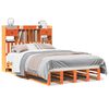 vidaXL Seng med bokhylle uten madrass voksbrun 120x190 cm heltre furu