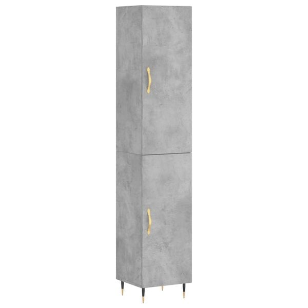 vidaXL Highboard betonggr&aring; 34,5x34x180 cm konstruert tre