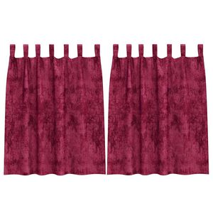vidaXL Fl&oslash;yel Gardiner med gardiner 2 pcs Vinr&oslash;d 140 x 140 cm Fl&oslash;yel