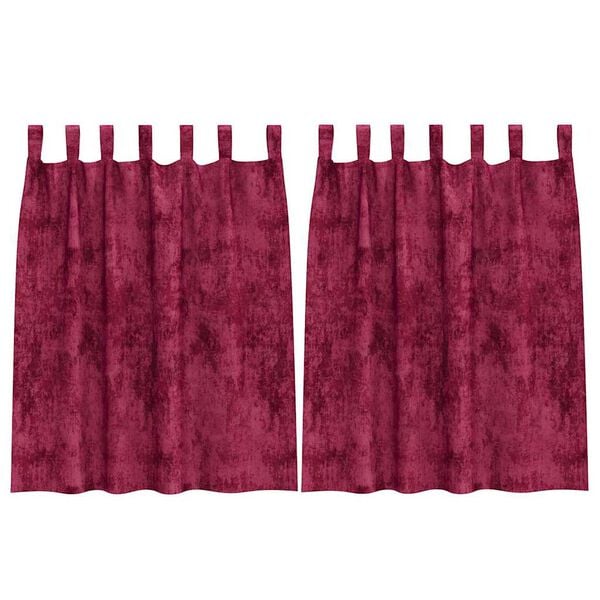 vidaXL Fl&oslash;yel Gardiner med gardiner 2 pcs Vinr&oslash;d 140 x 140 cm Fl&oslash;yel