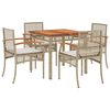 vidaXL Hagespisegruppe med puter 5 deler polyrotting beige