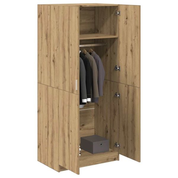 vidaXL Garderobe artisan eik 80x52x180 cm konstruert tre