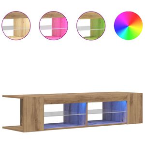 vidaXL TV-benk med LED-lys artisan eik 90x39x30 cm konstruert tre