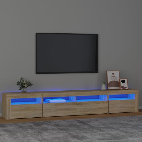 vidaXL TV-benk med LED-lys sonoma eik 240x35x40 cm