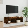 vidaXL TV-benker med LED-lys 2 stk r&oslash;kt eik 100x30x30 cm