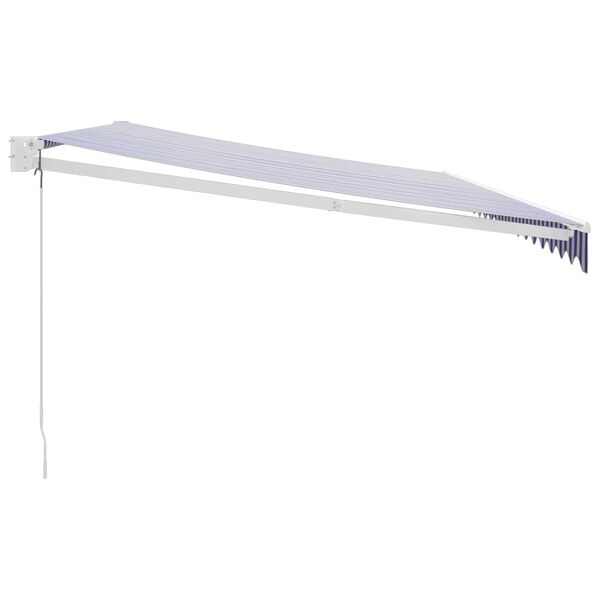 vidaXL Uttrekkbar markise bl&aring; og hvit 5x3 m stoff og aluminium