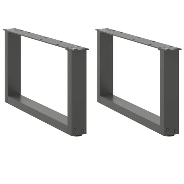 vidaXL Salongbordben U-formet 2 stk antrasitt 70x(30-31) cm st&aring;l