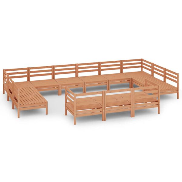 vidaXL Utem&oslash;belsett 13 deler honningbrun heltre furu