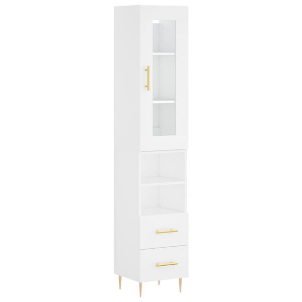 vidaXL Highboard hvit 34,5x34x180 cm konstruert tre