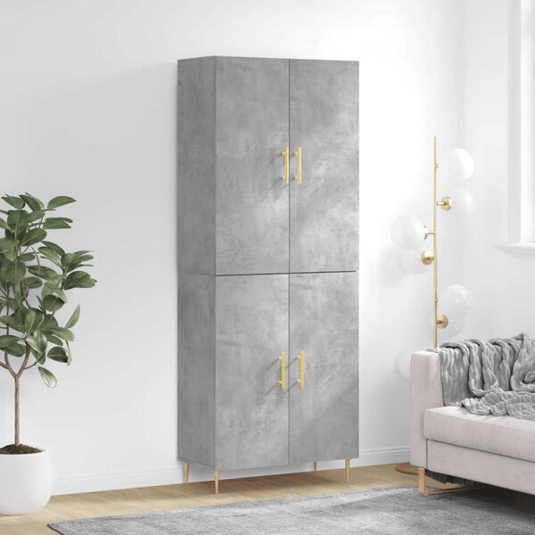 vidaXL Highboard betonggr&aring; 69,5x34x180 cm konstruert tre
