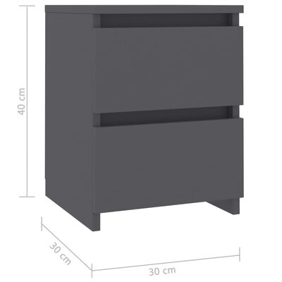 vidaXL Nattbord grå 30x30x40 cm sponplate