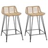 vidaXL Barstol 2 stk. Naturlig 44 x 45 x 76 cm Rattan og St&aring;l