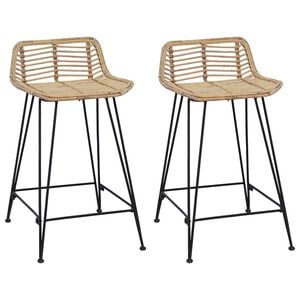 vidaXL Barstol 2 stk. Naturlig 44 x 45 x 76 cm Rattan og St&aring;l